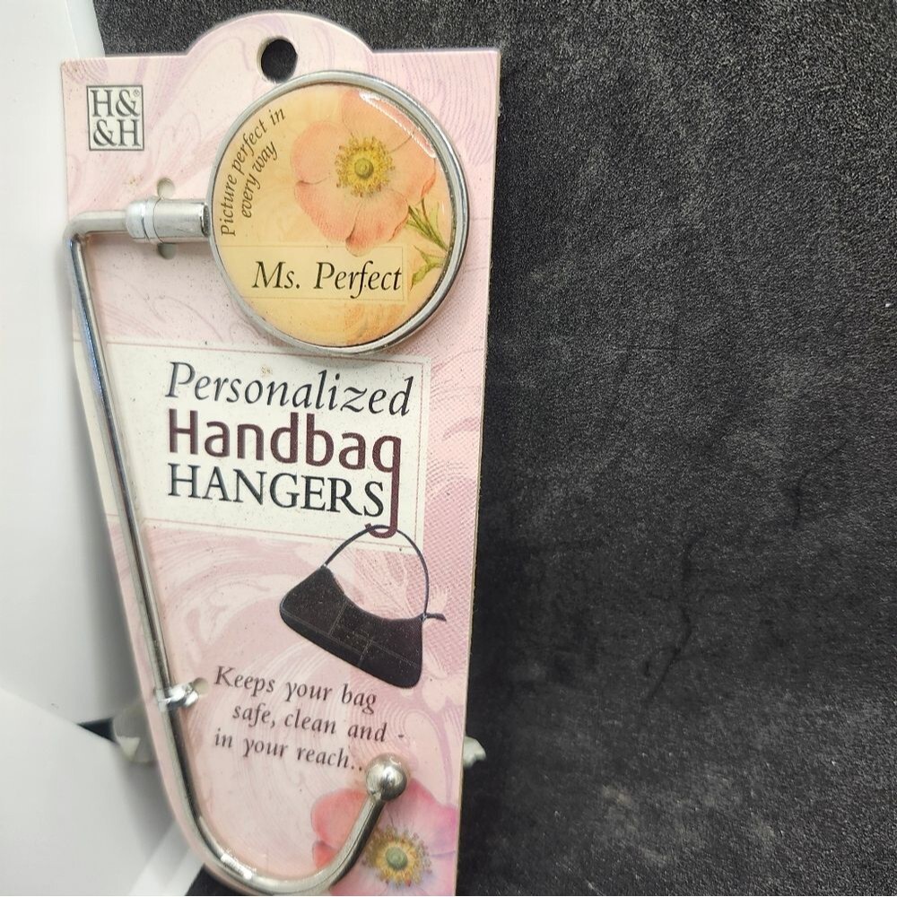 H&H “Ms. Perfect” Personalized Handbag Hanger – Floral Purse Hook – Elegant Hand